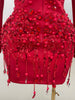 Sparkly Crystal Chains Pearls Long Sleeve Mini Dress Women Birthday Evening Party Nightclub Outfit Singer Wedding Costume