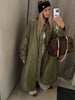Female Oversized Long Puffer Coat Zip Lapel Full Sleeve Warm Thick Green Overcoat Winter Casual Street Chic Outwear