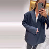 Chic Women's Blazer Turn-down Collar Full Sleeve Double Breasted Female Blazers Early Spring Elegant Lady Coat