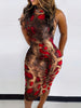 Women's Elegant Plus-Size Casual Printed Dress Suitable for Daily Work and Party Wear