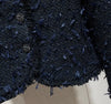 Elegant Women Autumn O Neck Diamonds Single Breasted Tweed Jacket Office Ladies Work Vintage Tassels Coat Party Outerwear Tops