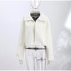 Street Pu Leather Women Jacket Elegant Long Sleeve Zippers Stand Collar Female Outwear Autumn Winter Chic Lady Coat