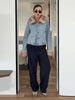 Furry Trim Cropped Denim Jacket Single Breasted Long‑Sleeve Winter Women Warm Outerwear Versatile Lady Casual Jean Coat