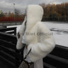 Winter Pure White Mountain Hooded Cropped Faux Fur Coat Women Fluffy Eco Fox Fur Jacket Girls Overcoat
