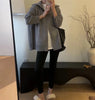 Double Zipper Turn-Down Collar Knitted Cardigan coat for women chic Thickened Loose lapel sweater jackets 26D5571
