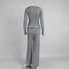 Women's Clothing Cardigan Slim Long Sleeve Low Waist Long Pants Sweater Solid Color Two Piece Outfits Woman Simple Style Casual