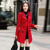 Autumn Winter Women Wool Coat Ladies Woolen Long Coat Female Slim-fit Double-Breasted Jacket with Belt S-3XL