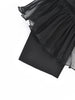 Women Black Organza Ruffles Big Size Blazer Lapel Long Sleeve Loose Fit Jacket Spring Autumn 1DE392101