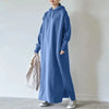 Women Loose Hooded Long Maxi Dress Spring Autumn Female Tie Collar Long Sleeve Baggy Straight Sweatshirt Dresses JYFS-2175