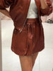 Spring Set Women's Matching Sets Faux Leather Bomber Jacket Two-Piece Set Top Mini Skirt Shorts Pants Woman Clothes Streetwear