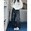 Women's Star Print Wide Leg Jeans Spring Autumn American Style Loose Baggy Tapered Trousers Casual Streetwear Denim Pants