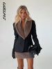 Faux Fur Patchwork Tweed Coat Skirt Sets Women Elegant Long Sleeve Waist Cinching Jackets Mini Skirts Autumn Chic Ladies Outfits