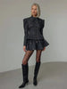 Embroidery Lace Up Bow Suit Jacket Short Skirt Suits Women Elegant Long Sleeve Waist Cinching Coats High Waist Skirts Outfit