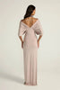 Women Off-shoulder Ruched Sexy Maxi Dress Elegant Deep V Neck Draped Sleeve Bodycon Club Party Long Dresses Female