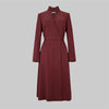 Women's High Waist Belted Stand Collar A-Line Party Dress Long Sleeves Buttoned Solid Color Evening Wedding Midi Dresses