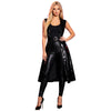Adults Womens Glossy Open Front Long Jackets with Belt Long Trench Coat Blazer Lapel PU Leather Overcoat Streetwear Clubwear