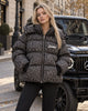 Winter Warm Leopard Print Diamond Puffer Parkas Women's Hip Hop Hooded Zip Up Oversized Padded Coat Streetwear Vintage Jackets