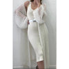 Knitted Open Stitch Cardigan Sweater for Women Autumn Winter Solid Front Pocket Long Sweater Coat Loose