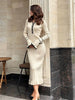 Ruffled Knit Dress Women Autumn Ribbed Contrast Long Sleeve High Waist Lapel Gown Dress Knitwear Ladies Maxi Dress