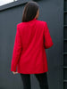 Blazer women casual Autumn Winter Long-sleeved double-breasted solid color long blazer women's clothing