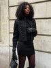 Black Court Style Cropped Jacket For Women Elegant O-neck Long Sleeve Double Breasted Coat Lady Spring Chic Outwear