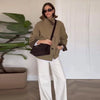Casual Stand Collar Reversible Jacket For Women Long Sleeve Single Breasted Coat Lady Spring Autumn Chic Streetwear