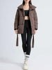 Women's Parkas Solid Color Warm Cotton Padded Coat Jacket Belt Gathered Waist Female Winter Clothing 2DB1775