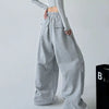 Harajuku Wide Leg Sweatpants Women Streetwear Baggy Oversize Gray Sports Pants Woman Drawstring Casual Joggers Trousers