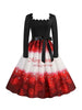 Women's Vintage Christmas Party Dress Long Sleeve Casual Print 50s 60s Elegant Year Celebration Customs