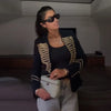 Street Women Jacket Urban Button V-neck Long Sleeve Patchwork Panelled Female Coat Spring Autumn Chic Lady Outwears