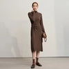 Dresses Woman Winter Elegant Commuter Turtleneck Lace-up Dress Women's Knitted Straight Solid Color Skirt 12544088