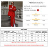 Loose Red Office Women's Two Pieces Set Elegant Long Sleeve Blazer With High Waist Slit Long Skirt Set Female
