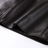 Drawstring Waist Brown Textured PU Leather Jacket Women High Neck Asymmetric Zip Button Detail Oversized Full Streetwear
