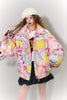 Women's Y2K Sweet Playful Loose Lapel Bomber Jacket Original All over Graphic down Filled Streetwear