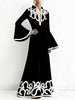 Women's Spring Artistic Vintage Maxi Dress Hollow V-Neck Flared Sleeves Lady Elegant Gown for Formal Evening Party