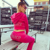 Women's Hooded Sweatshirt Suit Zipper Cardigan Diamond Street Velvet Casual Female Pants 2-piece Set
