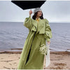 Green Oversized Belt Overcoat Elegant Long Sleeve Women Pleated Lapel Lace Up Windbreaker Autumn Lady Casual Street Outerwear