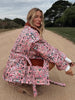 Y-neck Lace-up Cotton Coat Pink Floral Padded Jacket Loose Sweet Casual Japanese Cardigan Cotton-padded Coats Lady Warm Overcoat