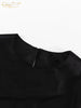 Casual Black Satin Women'S Dress O-Neck Long Sleeve Ankle Length Dresses Elegant Classic Solid Female Dress