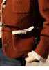 Wool Coat for Women Winter Korean Retro Lace Splicing Lamb Wool Button Pockets Thickened Warm Female Coat MXB43W0720