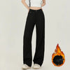 Winter Girls Thermal Fleece High Waist Jeans Lady Snow Warm Plush Denim Pants Women Classic Straight Leg Trousers
