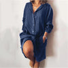 Autumn Elegant Cotton and Hemp Women's Dress Elegant Commuting Style Flip Collar Single Breasted Elegant Dress