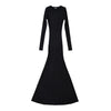 Sexy O Neck Ribbed Knitting Fishtail Sweater Dress Women Full Sleeve Stretch Basic Bodycon Maxi Long Mermaid Robe Vestido