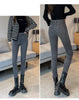 Skinny Women's Warm Jeans Winter Thicken Fleece Stretch High Waist Pencil Pants Korean Black Blue Gray Velvet Leggings