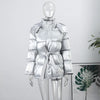 Shiny Belted Waist Jacket For Women Casual Detachable Hood Zipper Pockets Coat Lady Winter Chic Street Outerwear