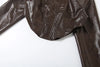 High Street PU Jacket Woman Zip Button Turtleneck Full Sleeve Navel Exposed Girls Motorcycle Style Classic Clothing