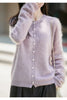 Winter Women's Clothing Tops Brushed Wool Cardigans O Neck Yellow Warm Causal Sweater Soft Solid Knitted Coats B1713005