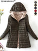 Mid Length Korean Edition Hooded Fit Women Jackets Autumn Winter Mid-length Office Cotton Coats Warm Lamb Fleece Parkas