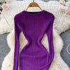 Winter Women Knit Maxi Dress O Neck Autumn Long Sleeve Slim Solid Harajuku Ladies Pencil Sweater Long Dresses
