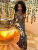 Sexy See Through Dress Woman Butterfly Print Metal Ring Hollow Full Sleeve Splits Clubwear Midnight Elegant Bodycon